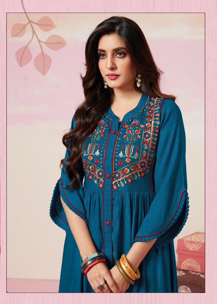 Aarvi Myra 9 Heavy Rayon Wholesale Anarkali Kurti Collection